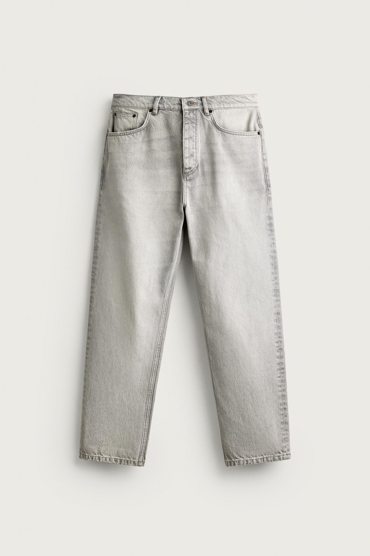 STRAIGHT ANKLE JEANS — Light gray