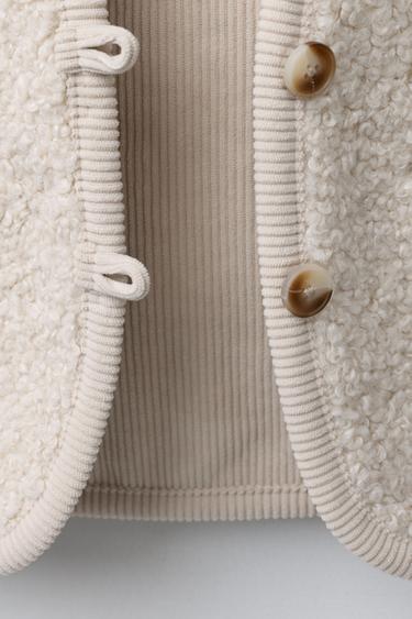 CONTRAST CORDUROY AND FAUX SHEARLING WAISTCOAT - Ecru by Zara - Image 5