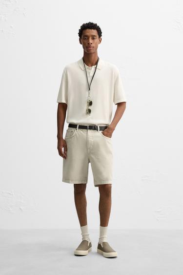 POLO PUNTO MEZCLA ALGODÓN - Crudo de Zara - Imagen 0