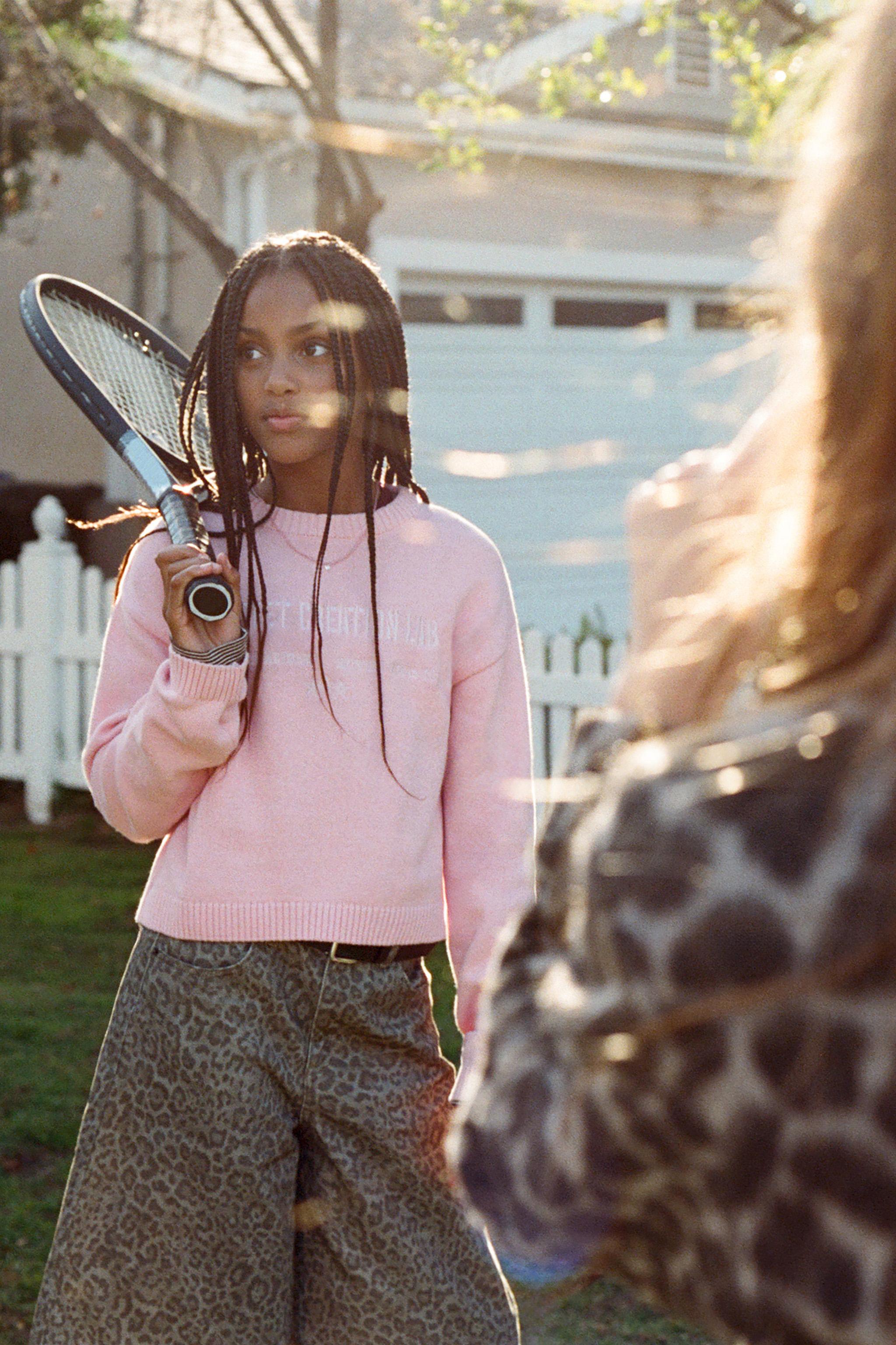 テキスト刺繍ニットセーター - パステルピンク | ZARA Japan / 日本