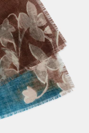 FLORAL PRINT SCARF - Blue by Zara - Image 4