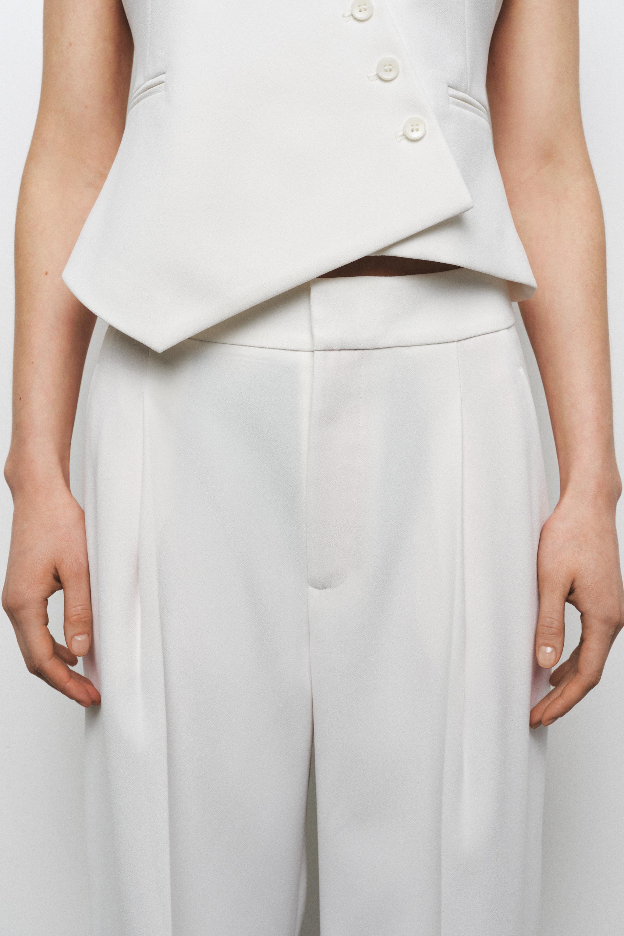 WIDE FIT PANTS WITH DARTS ZW COLLECTION - Ecru | ZARA United