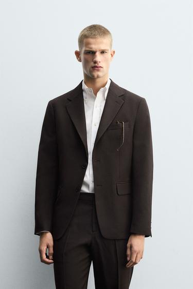 ANZUGBLAZER AUS WOLLE - Braun von Zara