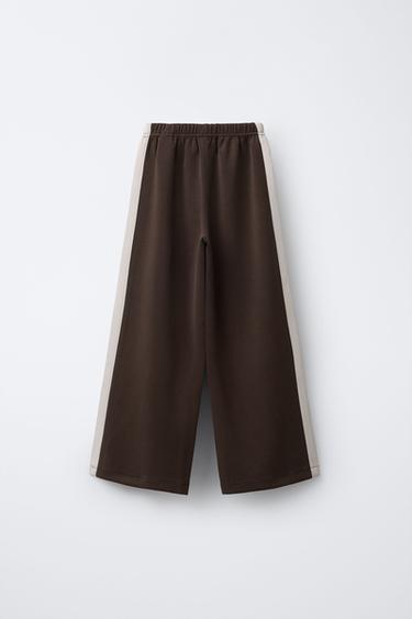 WIDE-LEG TROUSERS WITH MODAL STRIPES - Brown by Zara - Image 1