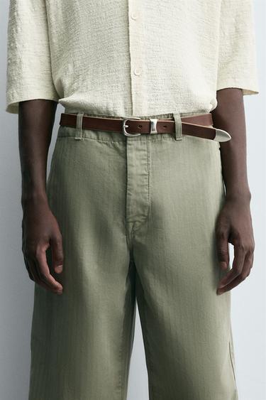 VINTAGE-EFFECT LEATHER BELT - Leather by Zara - Image 0