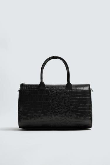 BOLSO DE VIAJE GRABADO COCODRILO - Negro de Zara