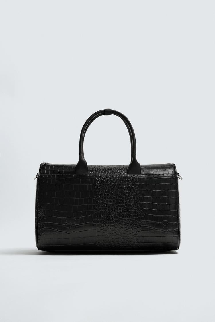 Tote Bag Zara Sac Effet Croco Zara EMBOSSED MOCK CROC TRAVEL BAG