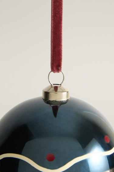 WAVY STRIPE CHRISTMAS TREE DECORATION — Light blue 2