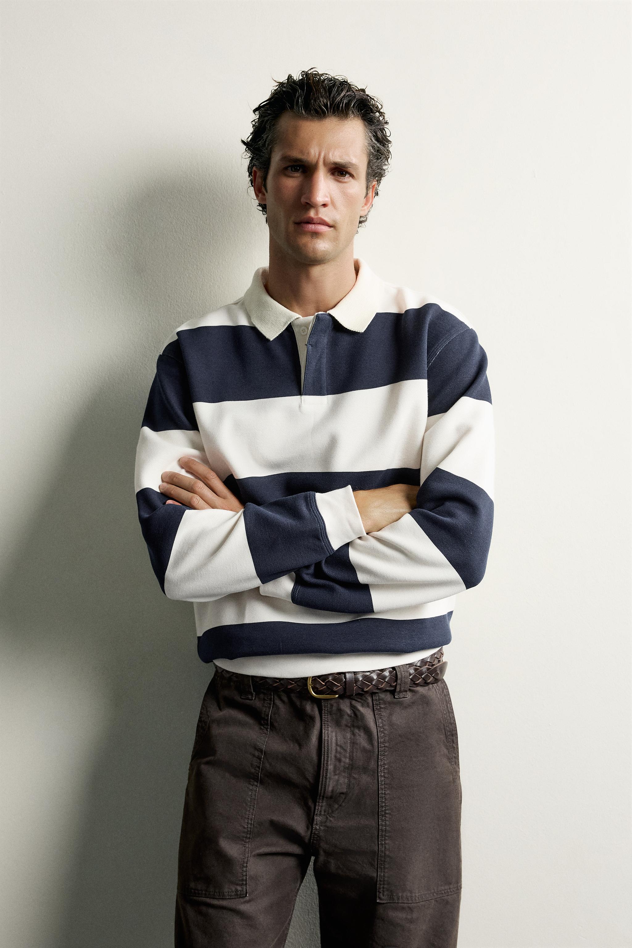 POLO EN PIQUÉ À RAYURES RELAXED FIT