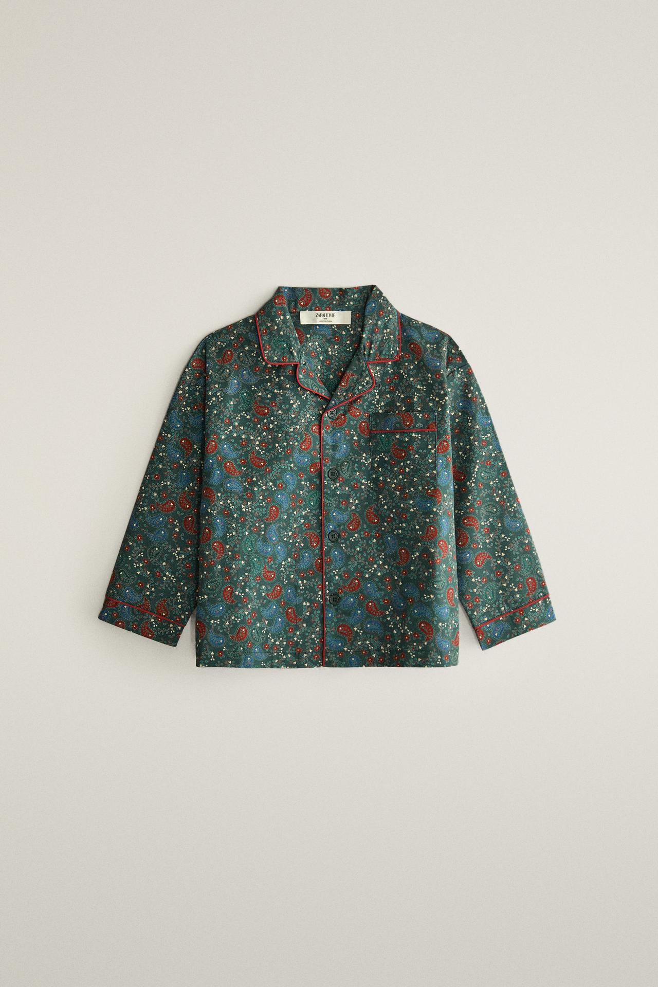 KIDS' CHRISTMAS PAISLEY PYJAMA — Dark green