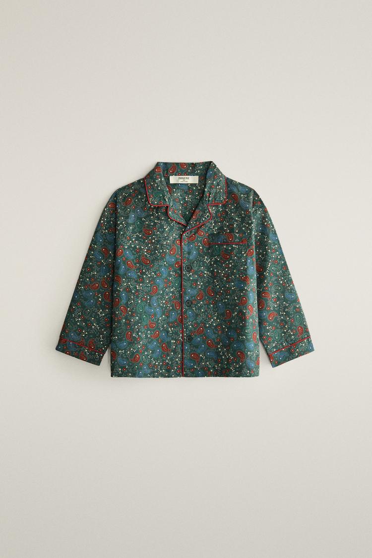 KIDS' CHRISTMAS PAISLEY PYJAMA — Dark green