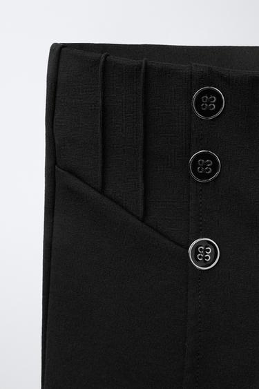 PONTE DI ROMA KNIT LEGGINGS WITH BUTTONS - Black by Zara - Image 2