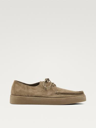 Zara Moc toe split suede shoes - Sandy Brown