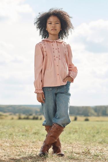 HEMD MIT GESTICKTEN BLUMEN – LIMITED EDITION - Rosa meliert von Zara - Bild 0