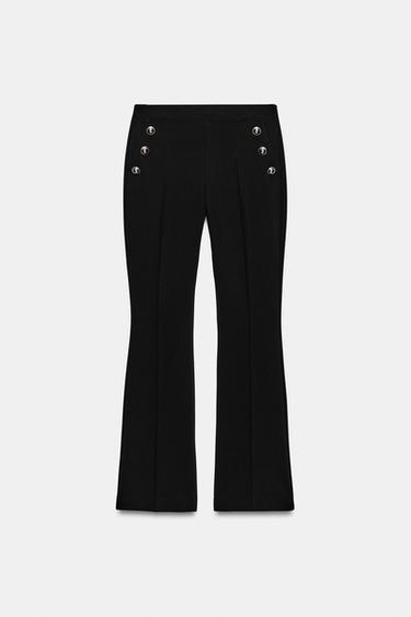 FLARE TROUSERS WITH BUTTONS - Black by Zara - Image 7