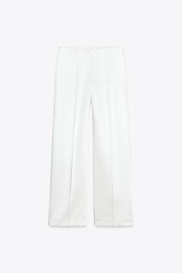 ZW COLLECTION SATIN TROUSERS - White by Zara