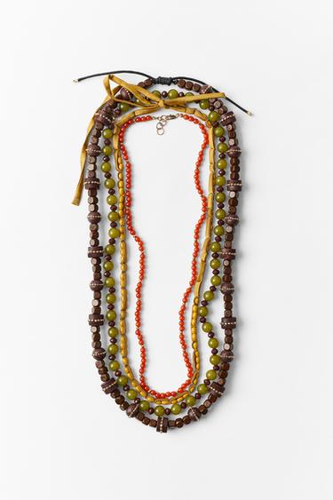 Zara PACK OF 4 WOODEN BEAD NECKLACES - Multicolored