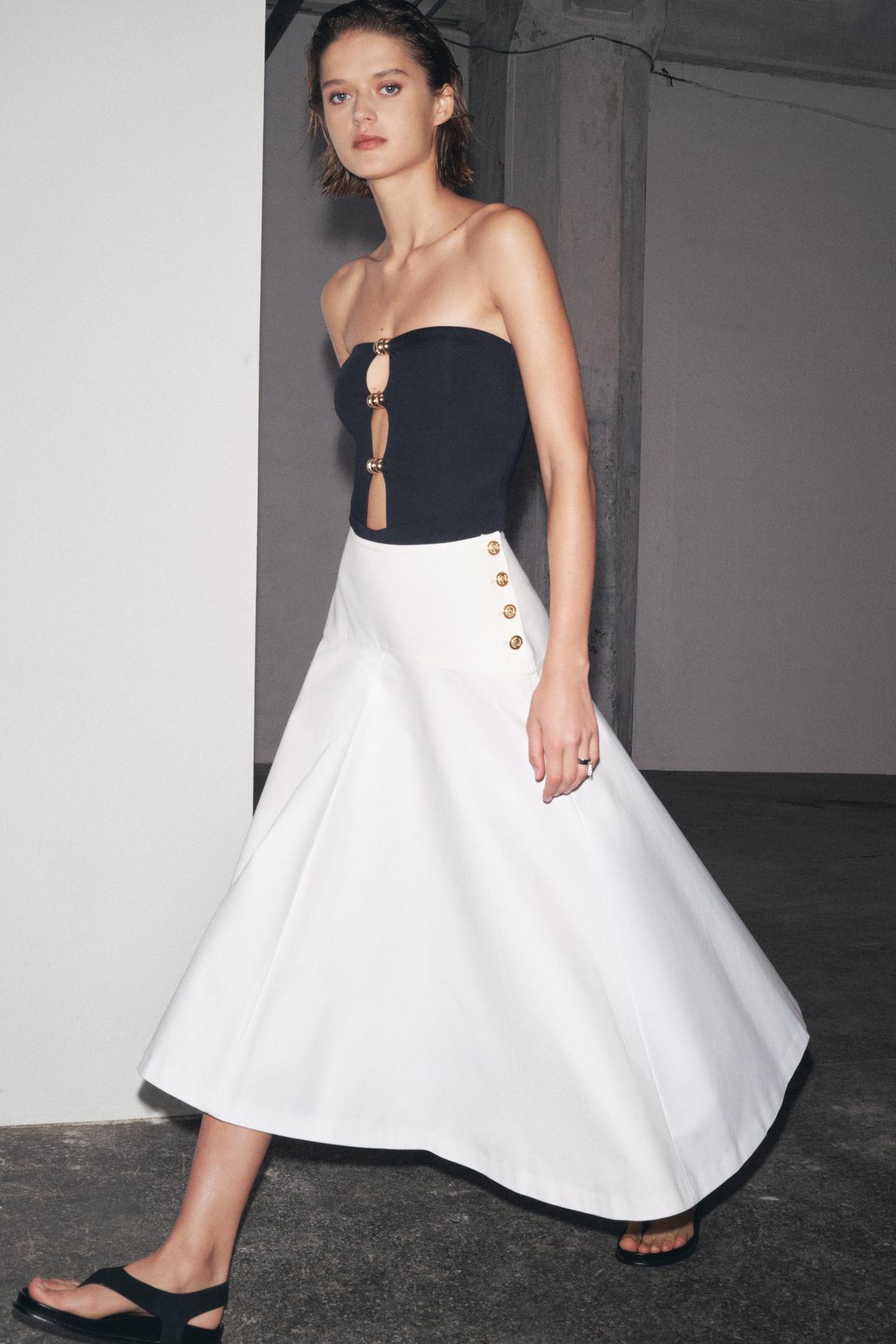 FALDILLA CAPA BOTONS ZW COLLECTION - Blanc de Zara