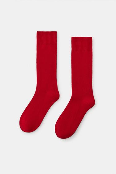 TALL WOOL BLEND SOCKS - Red by Zara