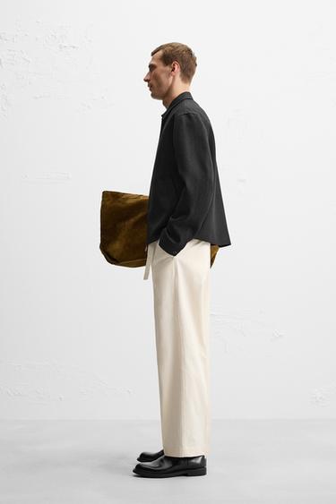 PANTALON STRAIGHT FIT À CEINTURE LIMITED EDITION - Écru de Zara - Image 3