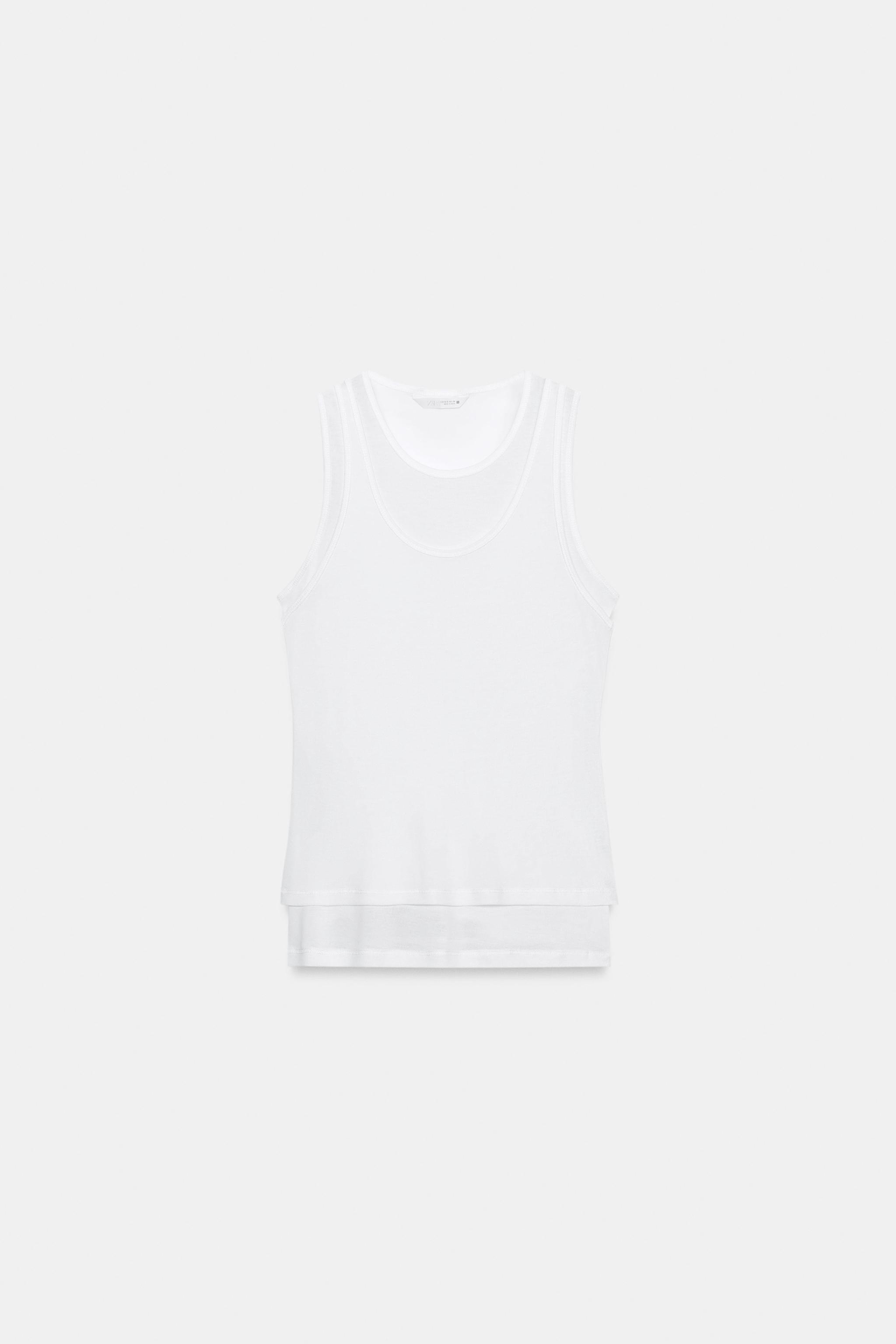 ÇİFT KOLSUZ EFEKTLİ T-SHIRT - Görsel 4