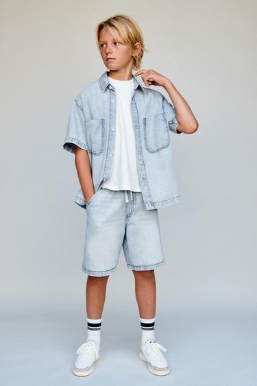 BERMUDA DENIM E GJERA - E kaltër e hapur nga Zara