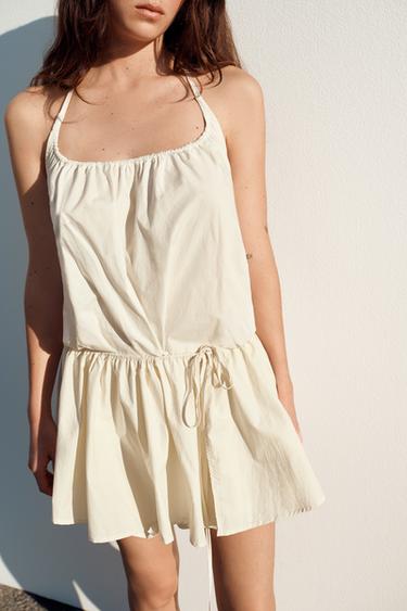NYLON HALTER DRESS - Ecru by Zara
