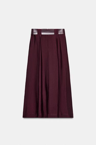 JUPE MIDI TRAPÈZE CEINTURE - Aubergine de Zara - Image 5