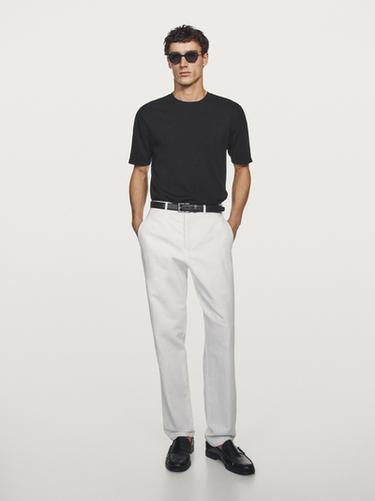 Pantalon tapered fit lin - Blanc de Zara