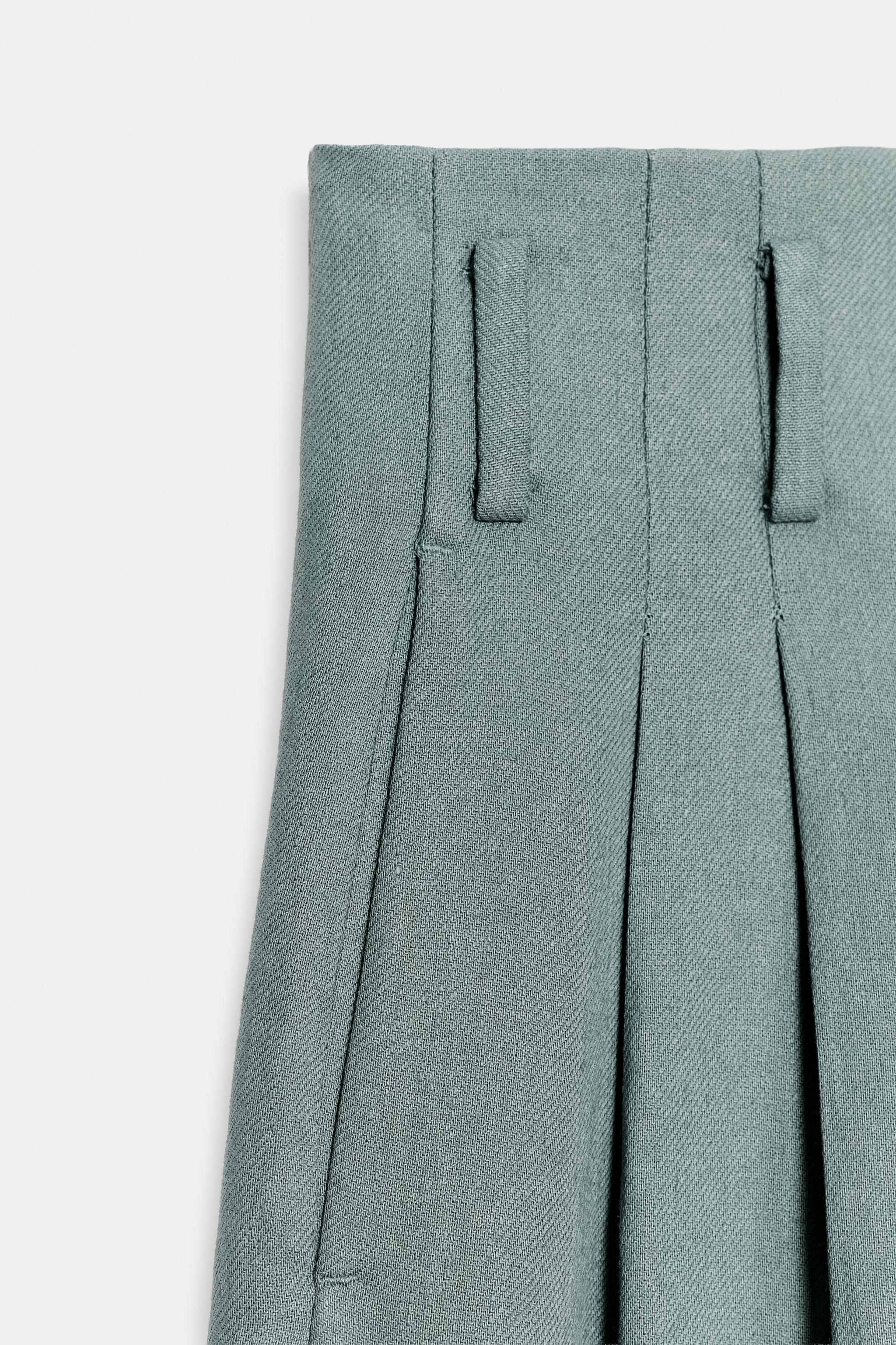 Женские брюки Zara ZW COLLECTION LINEN PLEATED PANTS — фото 7