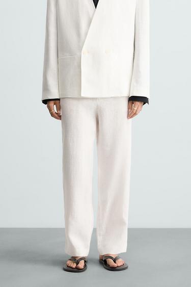 CALÇA DE TERNO 100% LINHO - Branco da Zara