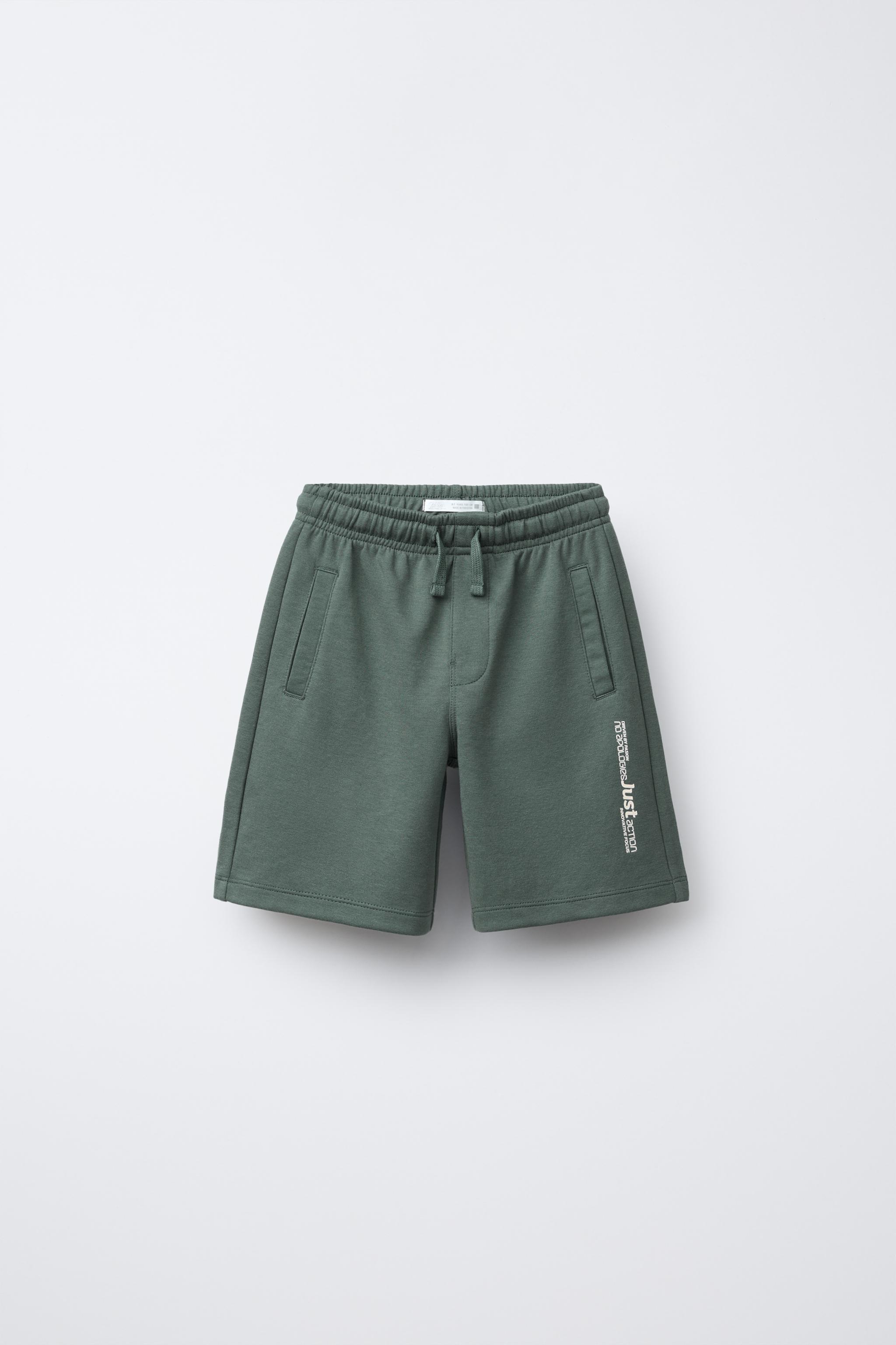 CONJUNTO INTERLOCK CAMISETA E BERMUDA - Verde-escuro | ZARA Brasil