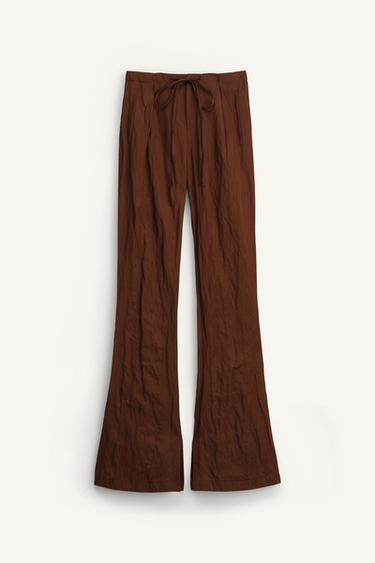 TEXTURED TROUSERS - LIMITED EDITION - Brown by Zara
