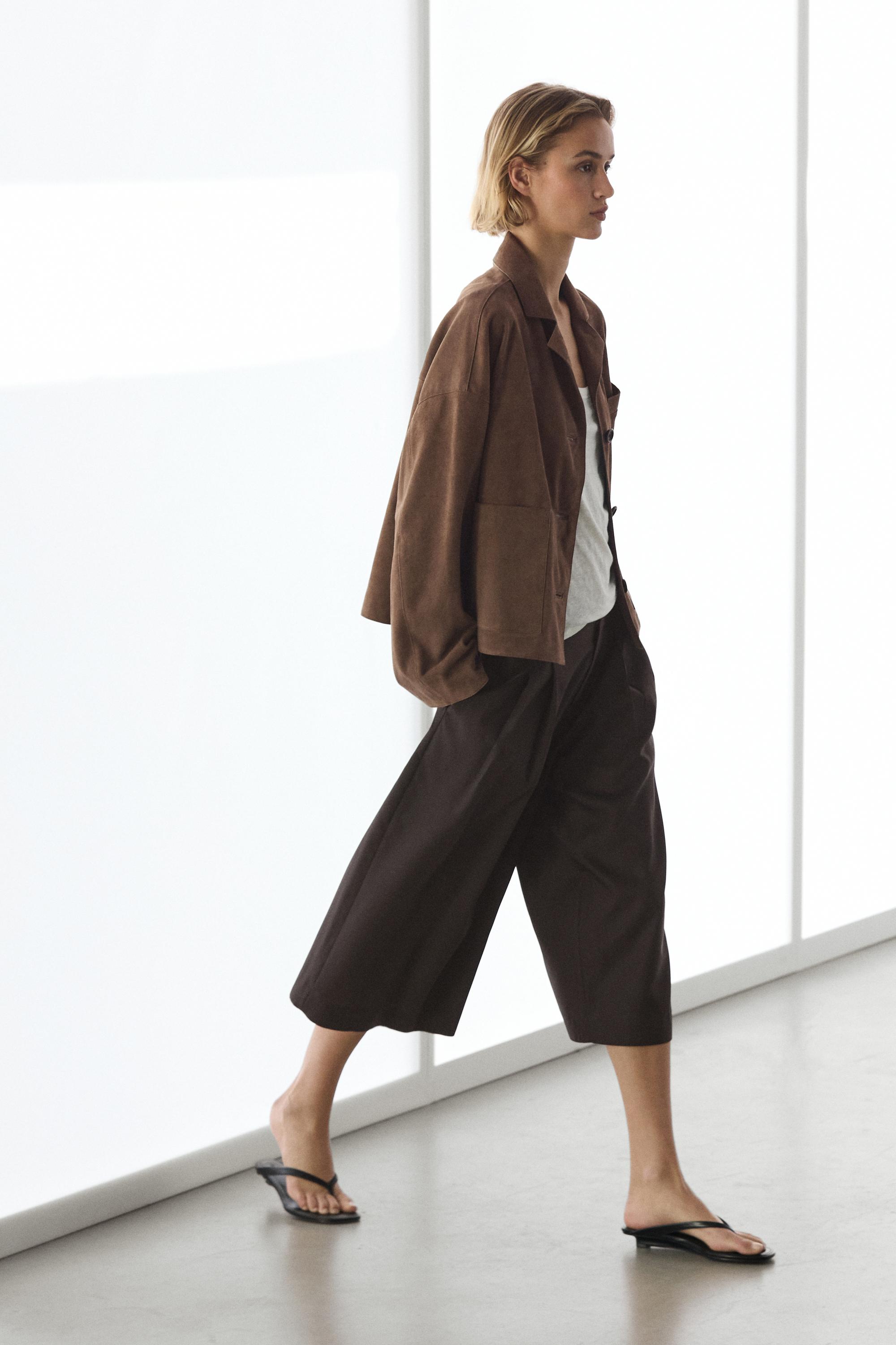 Flowing suede leather jacket