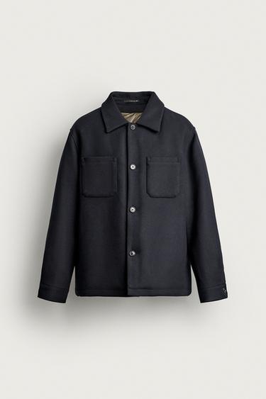 CONTRAST PADDED OVERSHIRT - Navy blue by Zara