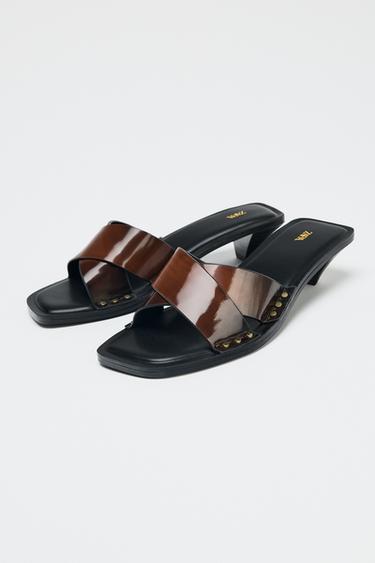 MULES KITTEN EN CUIR - Marron de Zara - Image 2
