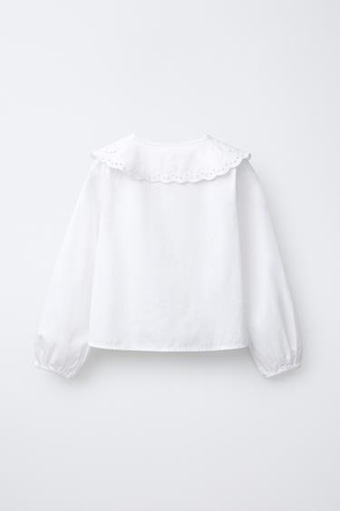 EMBROIDERED COLLAR SHIRT - White by Zara - Image 1