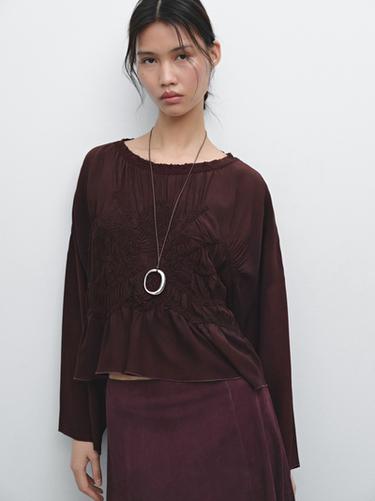 Zara Flowing blouse with gathered detail - various