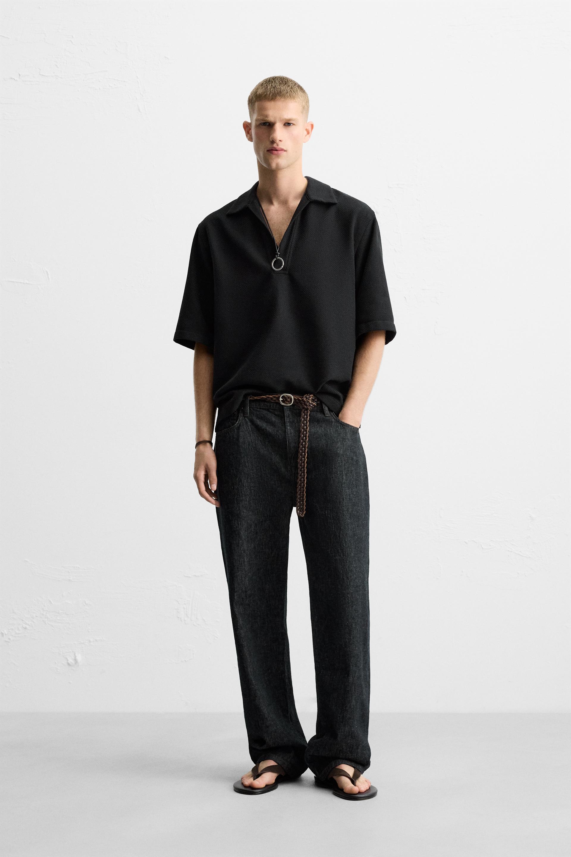 RELAXED FIT TEXTURED POLO SHIRT
