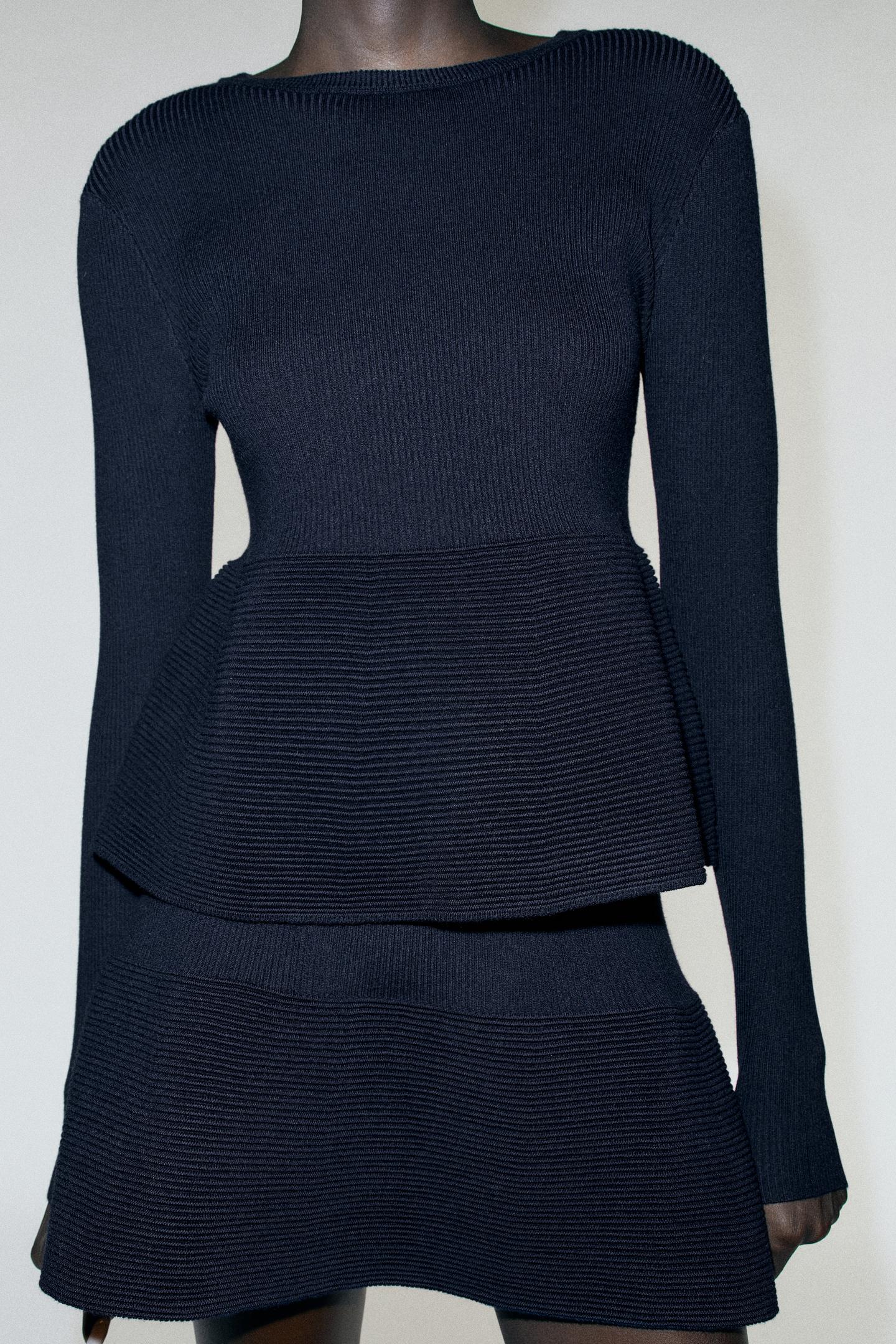 Женский свитер Zara Peplum Knit, цвет: Тёмно-синий — фото 2