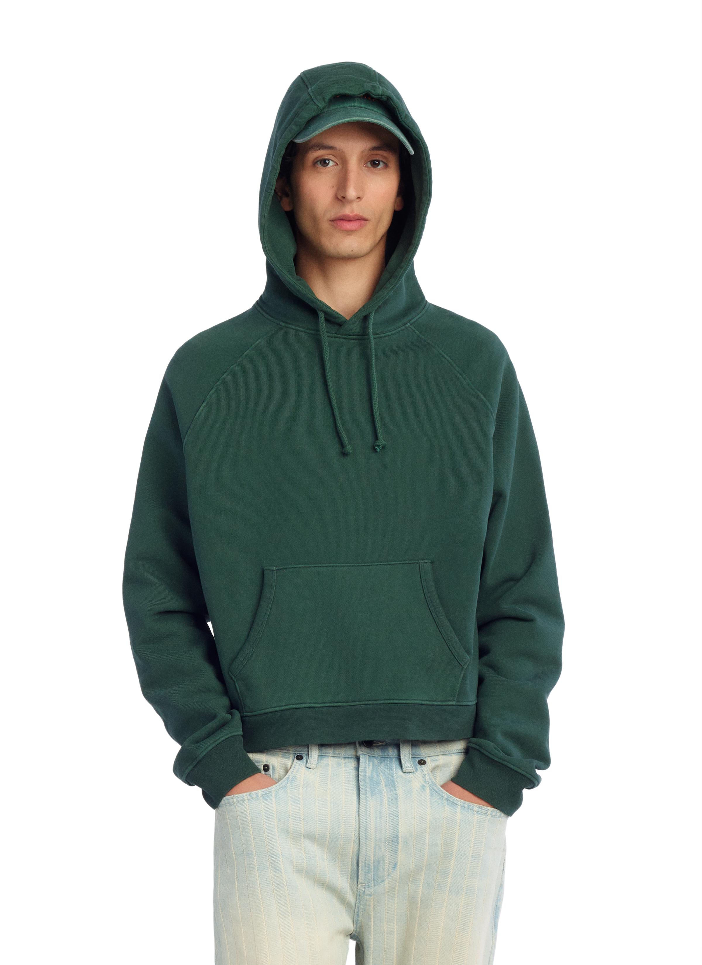 EMBROIDERED LOGO HOODIE SWEATSHIRT — Mid-green