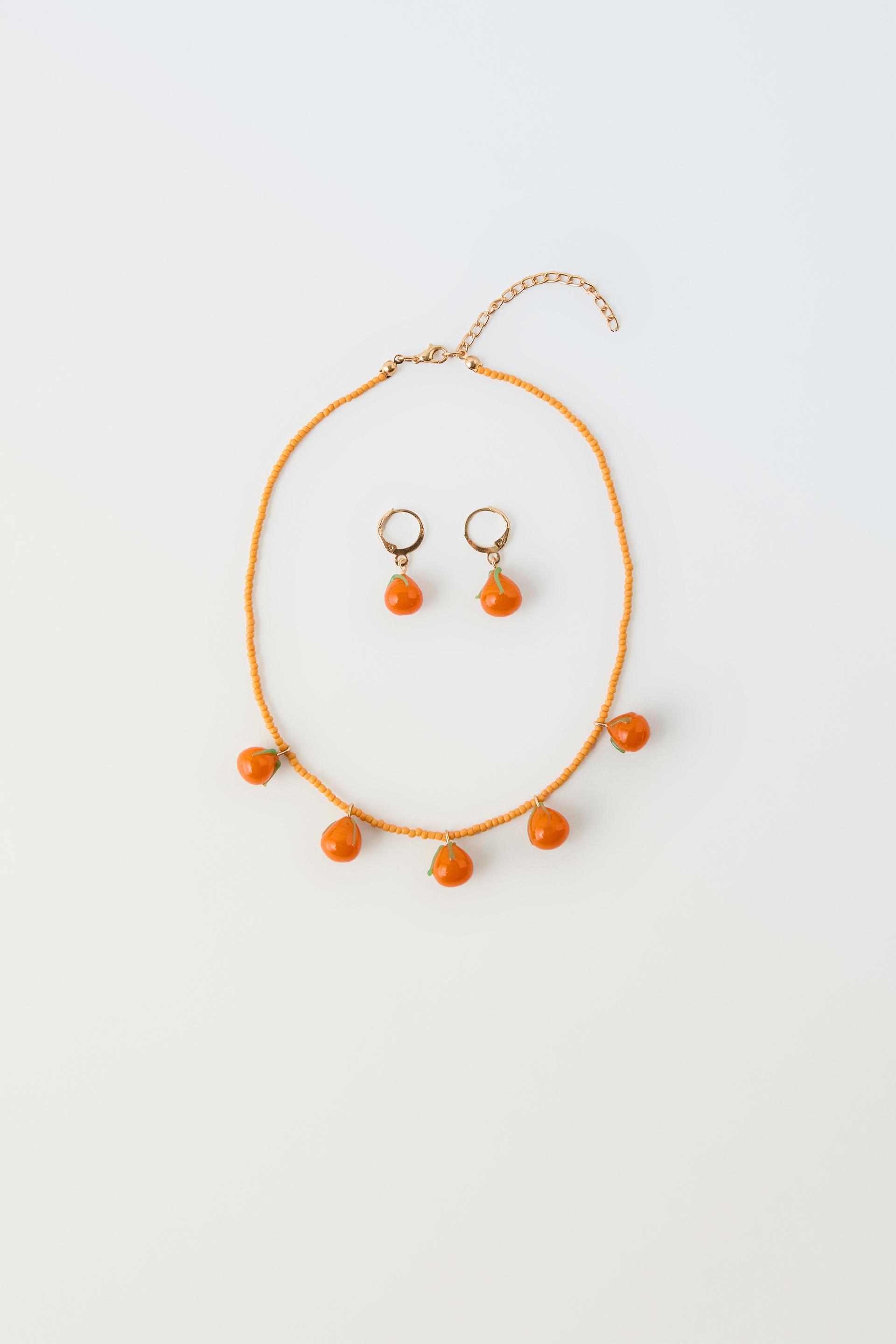 PAKKE MED FRUGT RERINGE OG HALSK DE Orange ZARA Danmark pakke-med-frugt-reringe-og-halsk-de-orange-zara-danmark