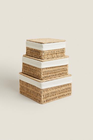 CESTA CON TEJIDO INTERIOR - Beige claro de Zara