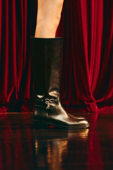 Zara 墜飾騎馬靴 - 黑色 - 圖片 0