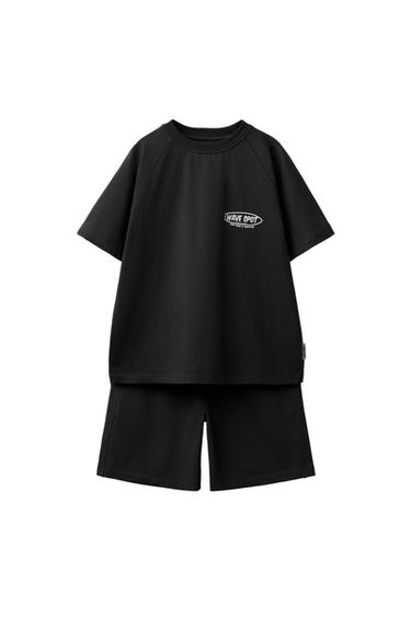 طقم تيشرت وبرمودا - أسود الخاص بـ Zara