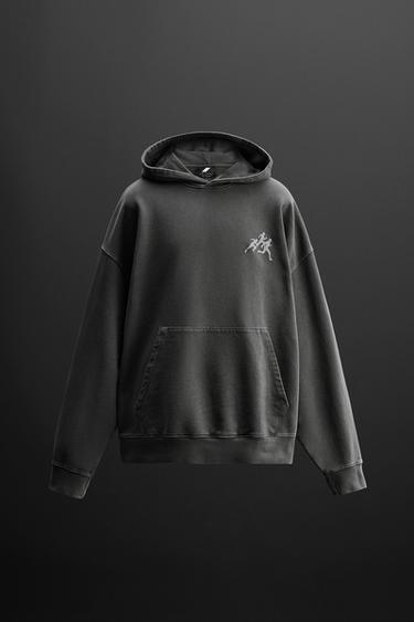 MOLETOM COM CAPUZ ESTAMPADO - Cinza-antracito da Zara