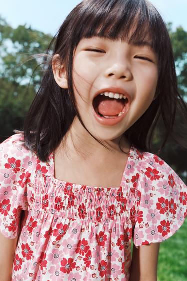 Zara 花卉印花府綢上衣 - 紅色