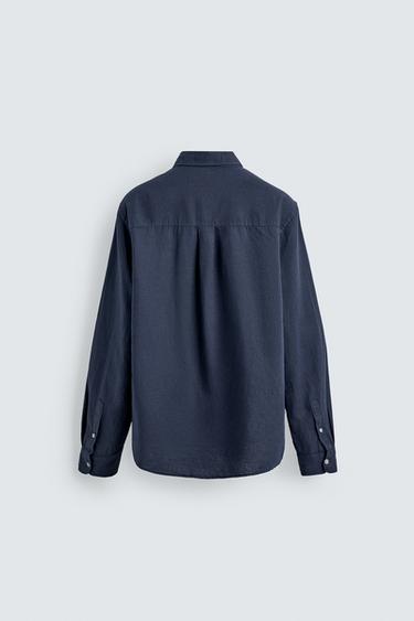 REGULAR FIT LINEN/COTTON SHIRT - Blue by Zara - Image 7