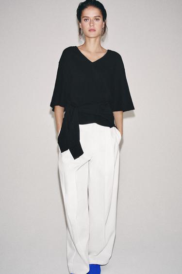 Zara V-NECK T-SHIRT - Black