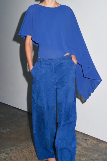 ASYMMETRIC CAPE BODYSUIT - Blue by Zara - Image 2